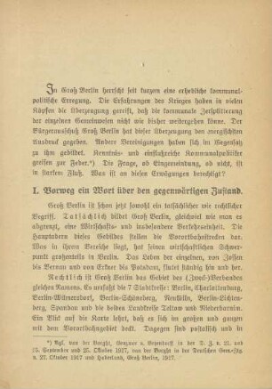 I. Vorweg ein Wort über den gegenwärtigen Zustand