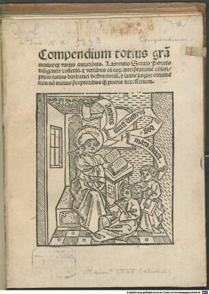 Compendium totius grammaticae : mit zwei Gedichten, eines gewidmet Guilelmus Patten, Bischof von Winchester, von Petrus Carmelianus