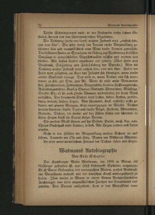 Wasmanns Autobiographie