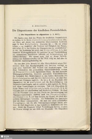 2. Abschnitt. Die Dispositionen der kindlichen Persönlichkeit