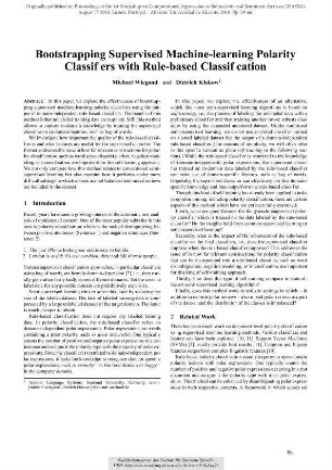 Bootstrapping Supervised Machine-learning Polarity Classifiers with Rule-based Classification