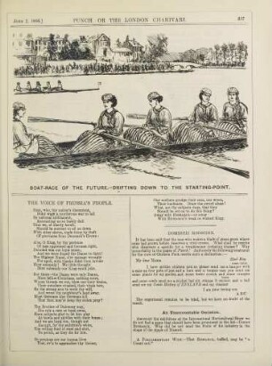 Boat-race of the future.- Drifting down to the starting-point