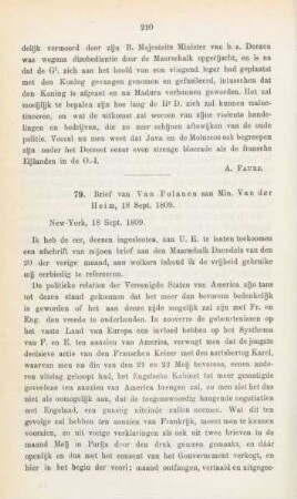 79. Brief van Van Polanen aan Min. Van der Heim, 18 Sept 1809