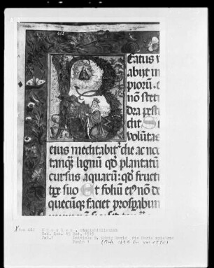 Psalterium — Initiale B (eatus vir), darin König David vor Gott