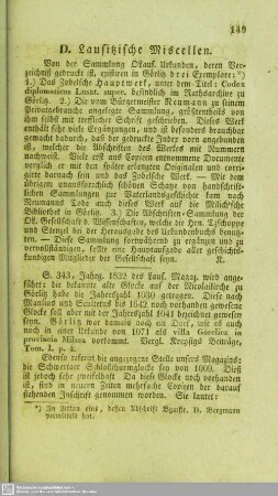D. Lausitzische Miscellen