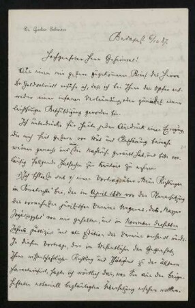 Bl. 21-24: Brief von Gustav Schwarz an Rudolf von Jhering, Budapest, 6.10.1887