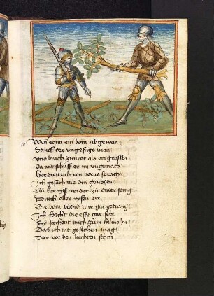 Sigenot nimmt einen doppelt so großen Baum, Dietrich verspottet ihn.