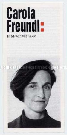 Flugschrift der Berliner PDS zur Vorstellung ihrer Kandidatin Carola Freundl für die Wahl des Berliner Abgeordnetenhauses 1995