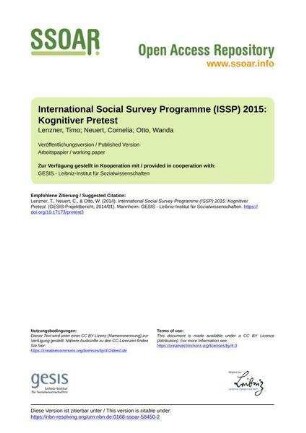 International Social Survey Programme (ISSP) 2015: Kognitiver Pretest