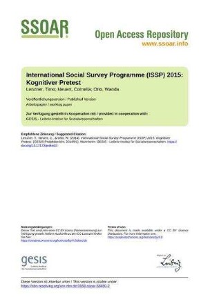 International Social Survey Programme (ISSP) 2015: Kognitiver Pretest
