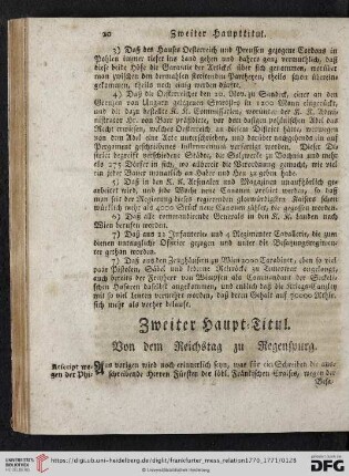Zweyter Haupttitul. Von dem Reichstag zu Regensburg