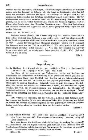 528, H. Pfeiffer. Die Vorschule der gerichtlichen Medizin, dargestellt für Juristen