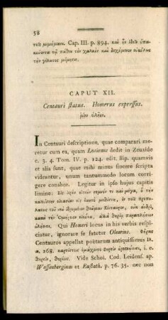 Caput XII. Centauri statua. Homerus expressus. [...].