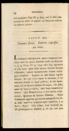 Caput XII. Centauri statua. Homerus expressus. [...].
