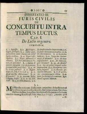 Dissertatio III. Juris Civilis De Concubitu Intra Tempus Luctus