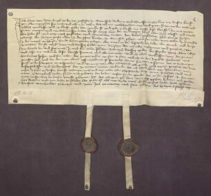 Hans von Rothenburg verkauft einen Acker zu Grünsfeld um 32 Gulden an den dortigen Altaristen Konrad Spieß.