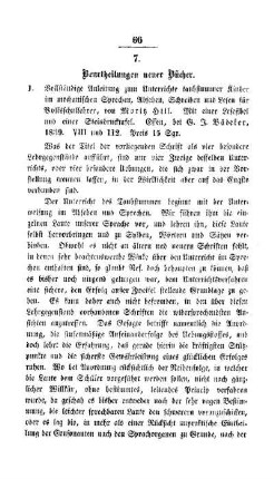 Beurtheilungen neuer Bücher