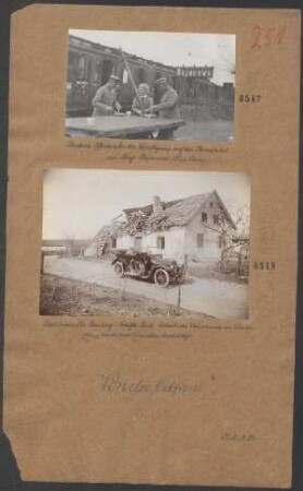 Olschöwen Kr. Sensburg: Gehöfte Rost. Ostseite des Wohnhauses im Winter 1914/1915 durch ruß. Granaten beschädigt