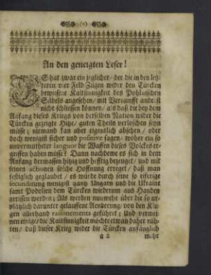 An den geneigten Leser!