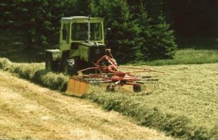 Fotografie: Kreiselschwader, Frontanbau, Systemtraktor