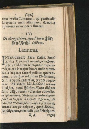 IV. De abrogatione, quod iuris Fürsten-Recht dictum.