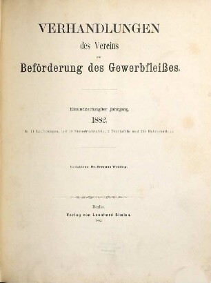 Verhandlungen des Vereins zur Beförderung des Gewerbfleißes, 61. 1882