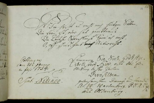 Anton Wilhelm Wardenburg. Göttingen, 31.1.1754.