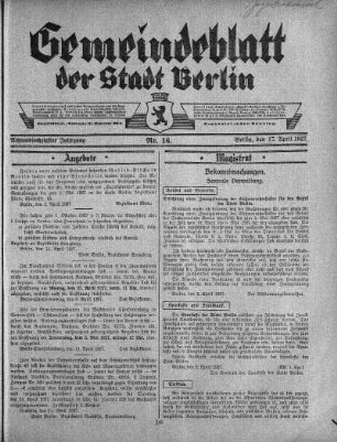 1927,16: Nr. 16, 17. April 1927
