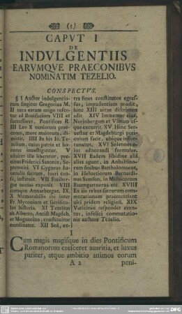 Caput I De Indulgentiis Earumque Praeconibus Nominatim Tezelio