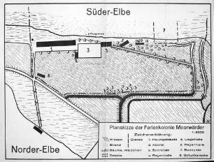 Planskizze der Ferienkolonie Moorwärder