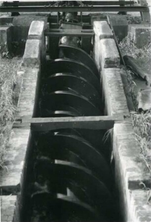 Schneckenschrauben einer Wassermühle, Wilstermarsch, Norddeutsche Küste
