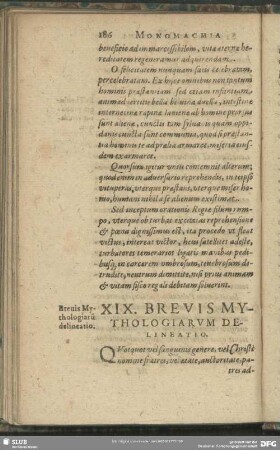 XIX. Brevis Mythologiarum Delineatio