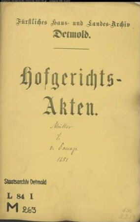 Müller, Johanns Witwe Elisabet Rostert zu Blomberg gegen Christoph von Donop zu Maspe - Schuldforderung