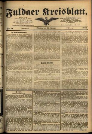 Ausgabe vom Dienstag, den 29. Januar 1907.