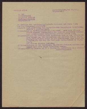 Brief von Herrmann Meyer (1901-1972) an die Druckerei Siegfried Scholem betreffend die Festschrift für Aron Freimann (1871-1948)