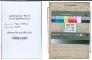 Entnazifizierung Richard Radermacher , geb. 00.00.0000 (Verw.Angestellter)
