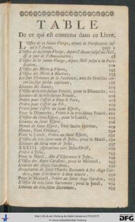 Tabe de ce qui est contenu dans ce Livre.