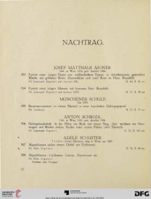 Nachtrag (Nr. 503 - 550)