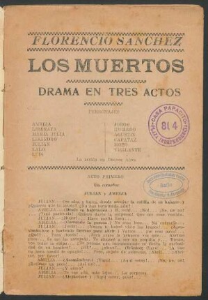 Los muertos : Drama en tres actos