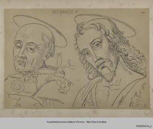 Köpfe der Heiligen Thomas von Aquin und Johannes der Täufer (nach Giovanni Santo in Cagli)