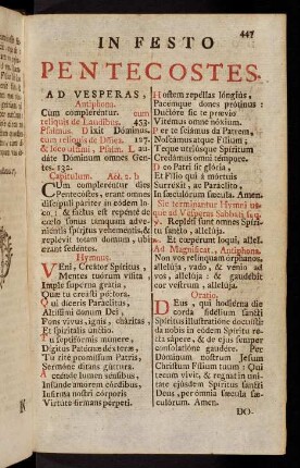 447-466, In Festo Pentecostes. Ad Vesperas; Dominica Pentecostes; Infra Octavam Pentecostes