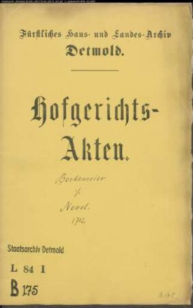 Berkemeier zu Oerlinghausen gegen Kord Otto Nevel zu Evenhausen