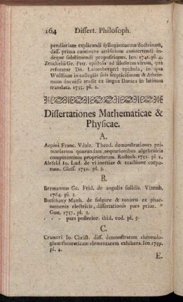 Dissertationes Mathematicae & Physicae