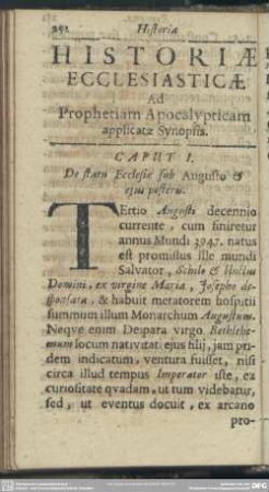 Historiae Ecclesiasticae Ad Prophetiam Apocalypticam applicatae Synopsis