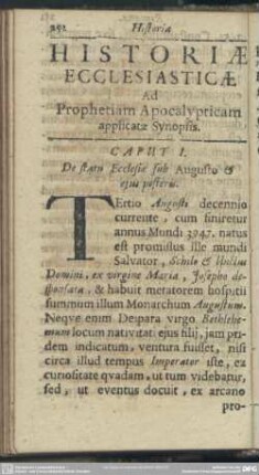 Historiae Ecclesiasticae Ad Prophetiam Apocalypticam applicatae Synopsis