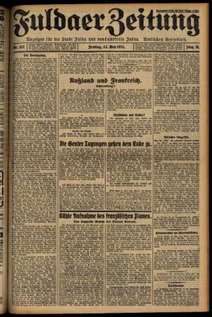 Erste Ausgabe vom Freitag, den 22. Mai 1931.