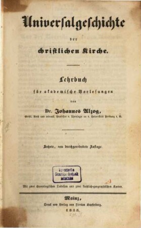Universalgeschichte der christlichen Kirche : Lehrbuch f. akad. Vorlesungen