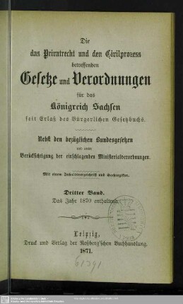 3: Das Jahr 1870 enthaltend : mit einem Inhaltsverzeichniß und Sachregister