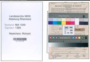 Entnazifizierung Richard Maelchers , geb. 26.06.1908 (Technischer Angestellter)
