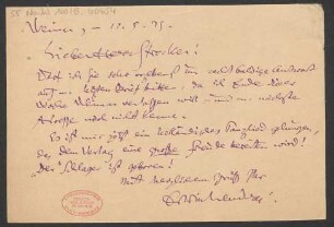 Brief an Willy Strecker und B. Schott's Söhne
